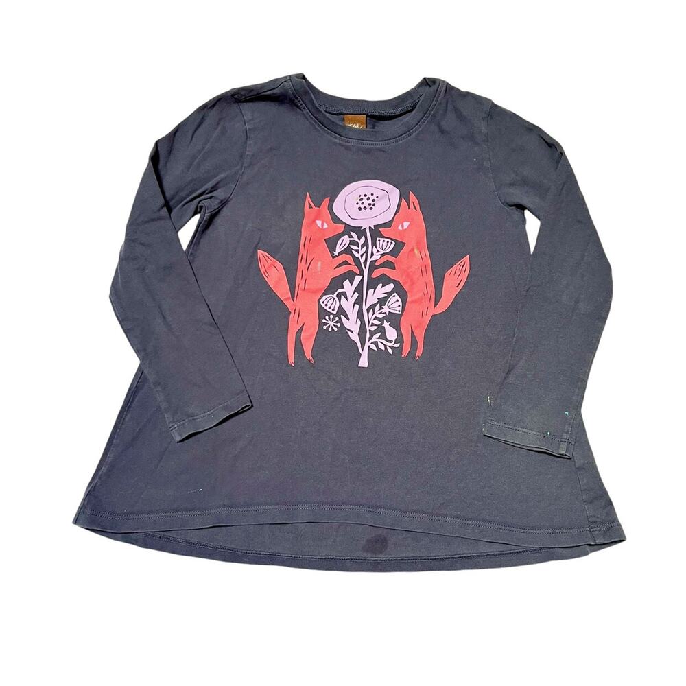 Tea Collection Fox Graphic Shirt Size 5